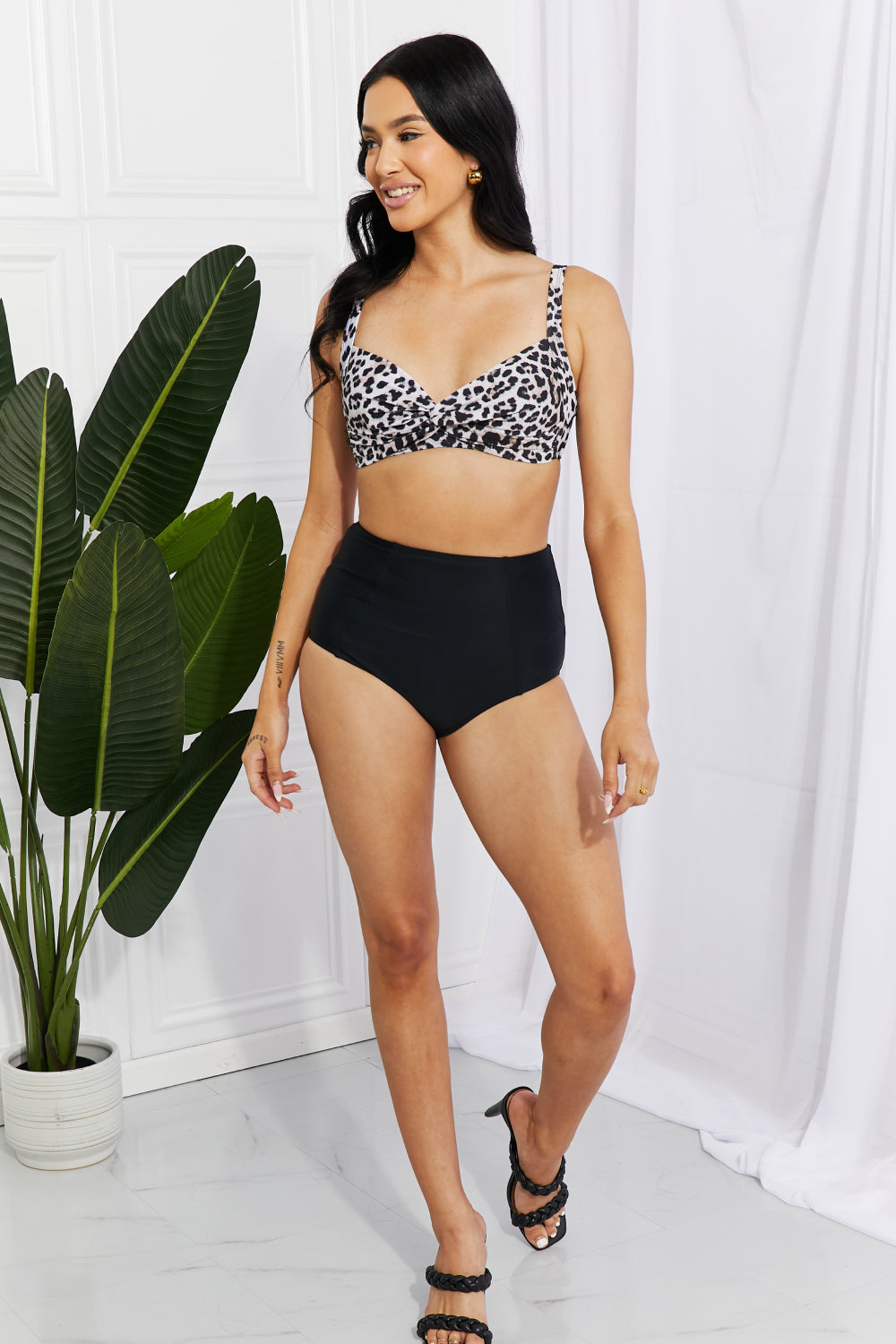 Take A Dip Twist High-Rise Bikini in Leopard