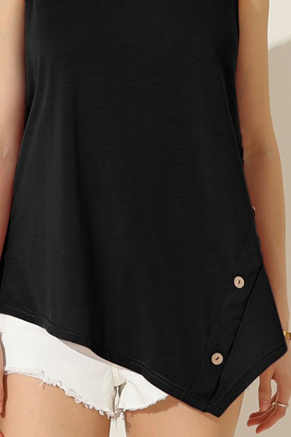 Round Neck Button Side Tank