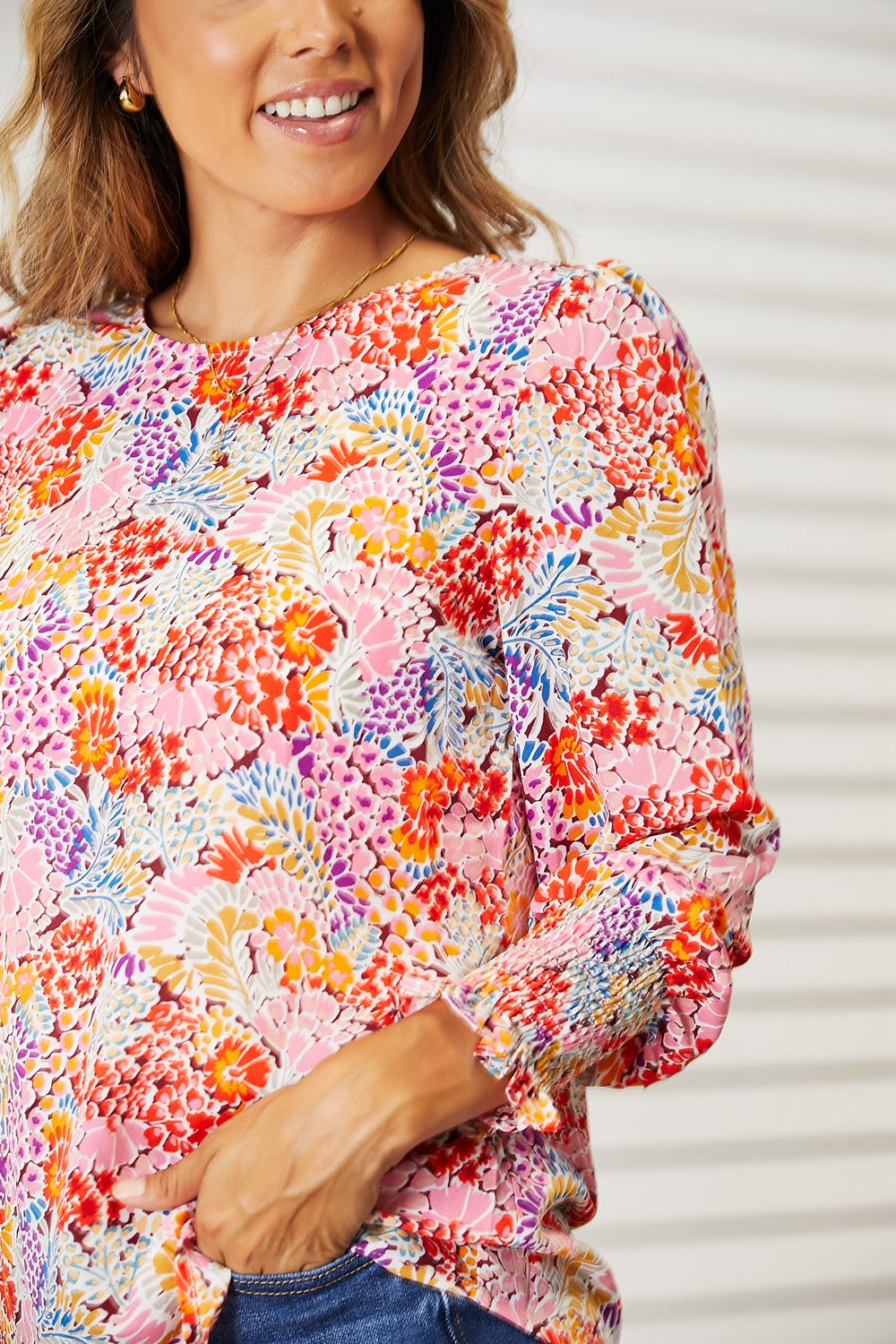 Floral Print Long Sleeve Blouse