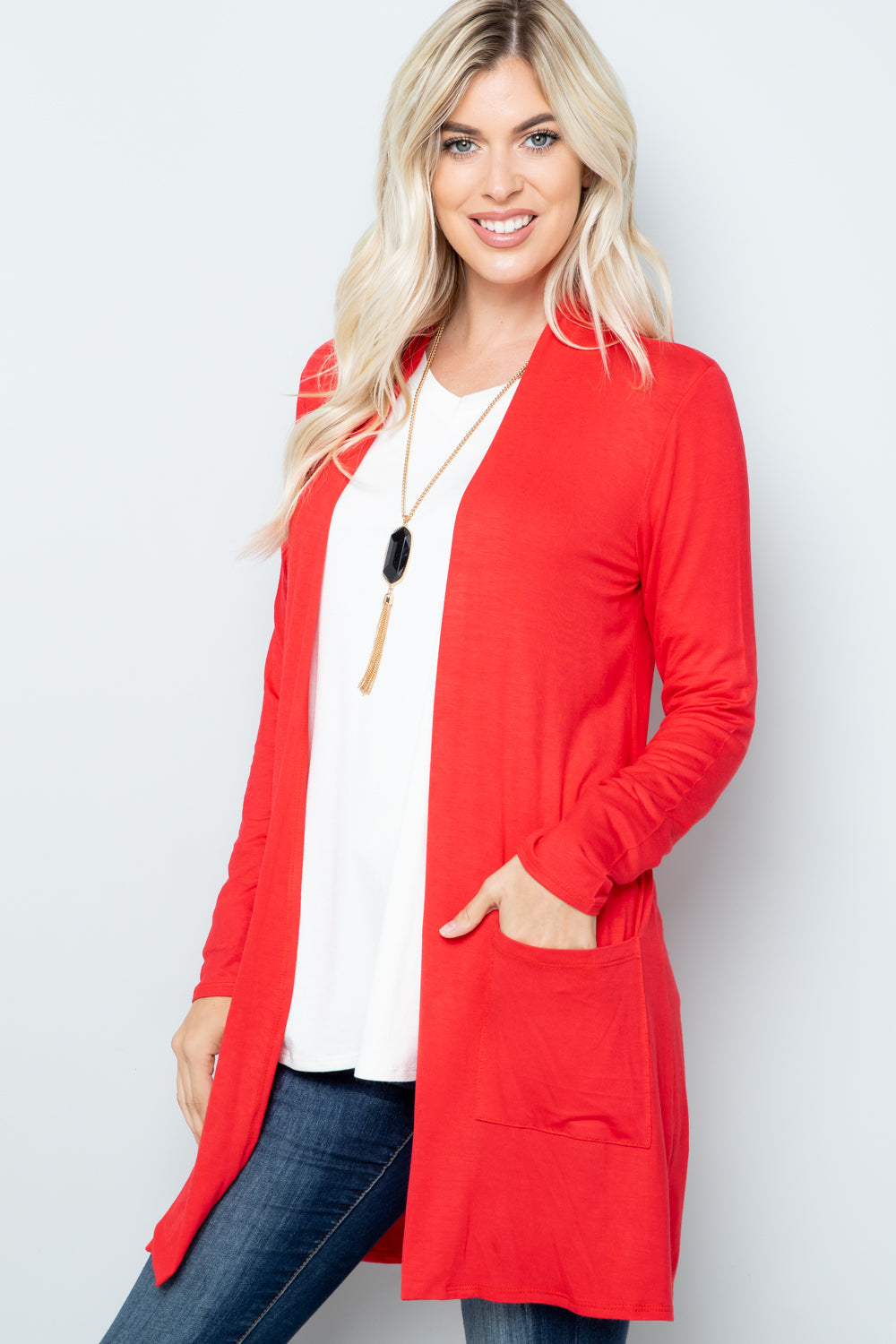 Open Front Cardigan with Pockets