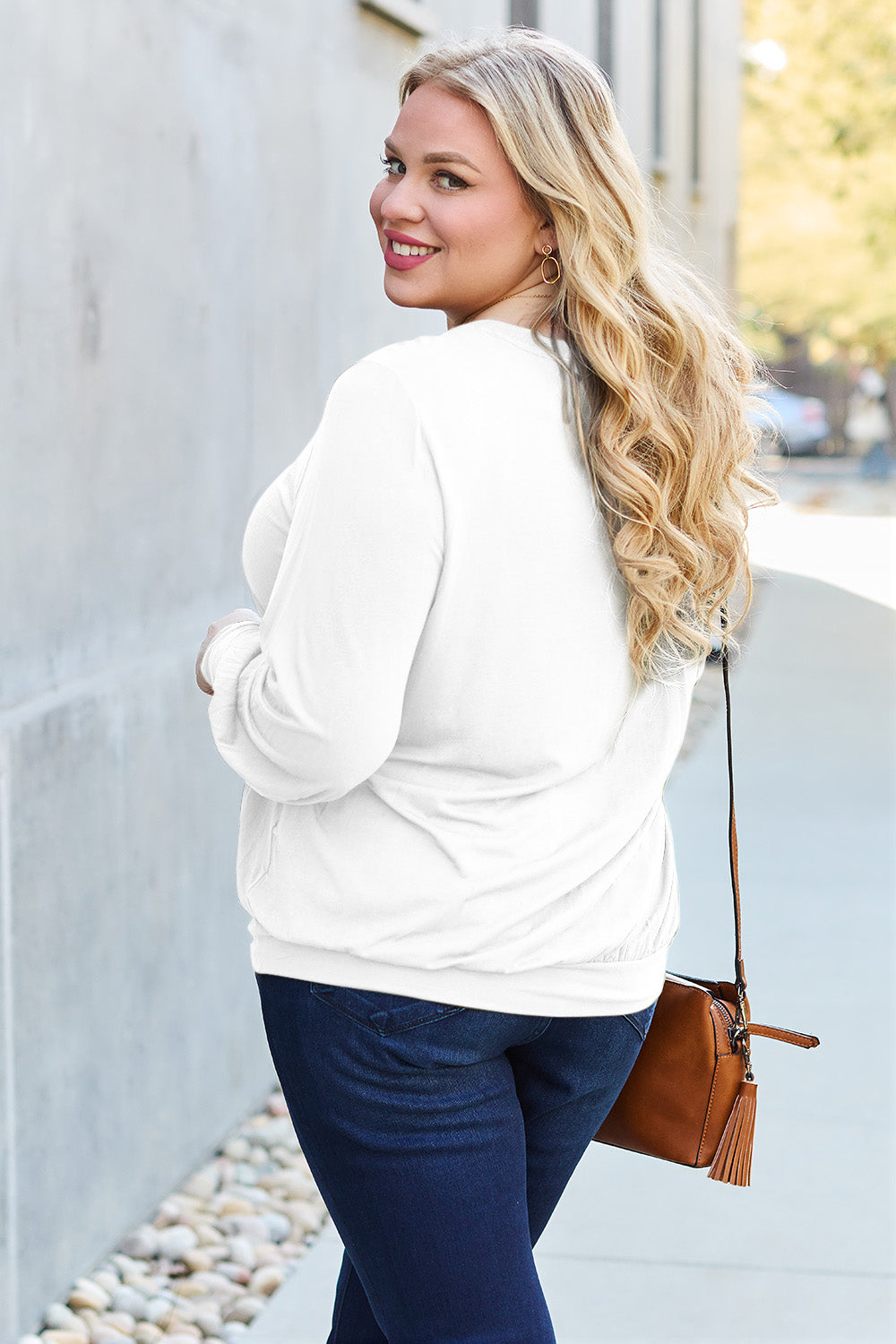 V-Neck Lantern Sleeve Blouse