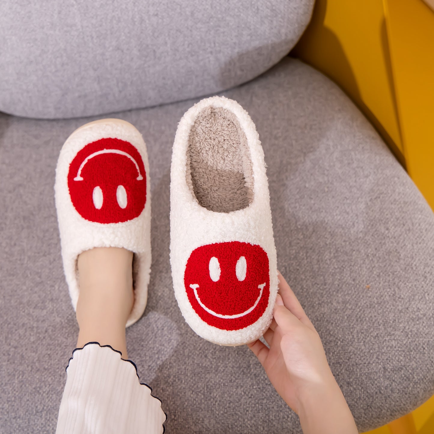 Smiley Face Cozy Slippers