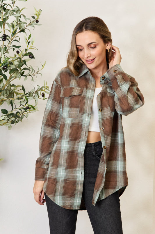 Plaid Dropped Shoulder Long Sleeve Shirt