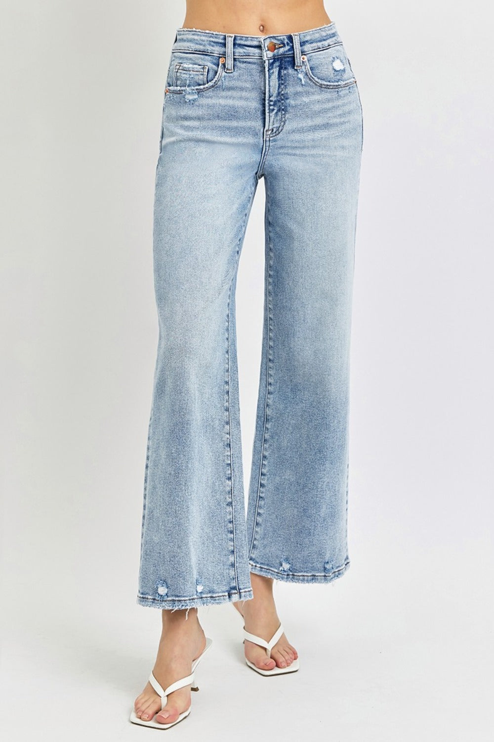 Tummy Control High Rise Crop Wide Leg Jeans