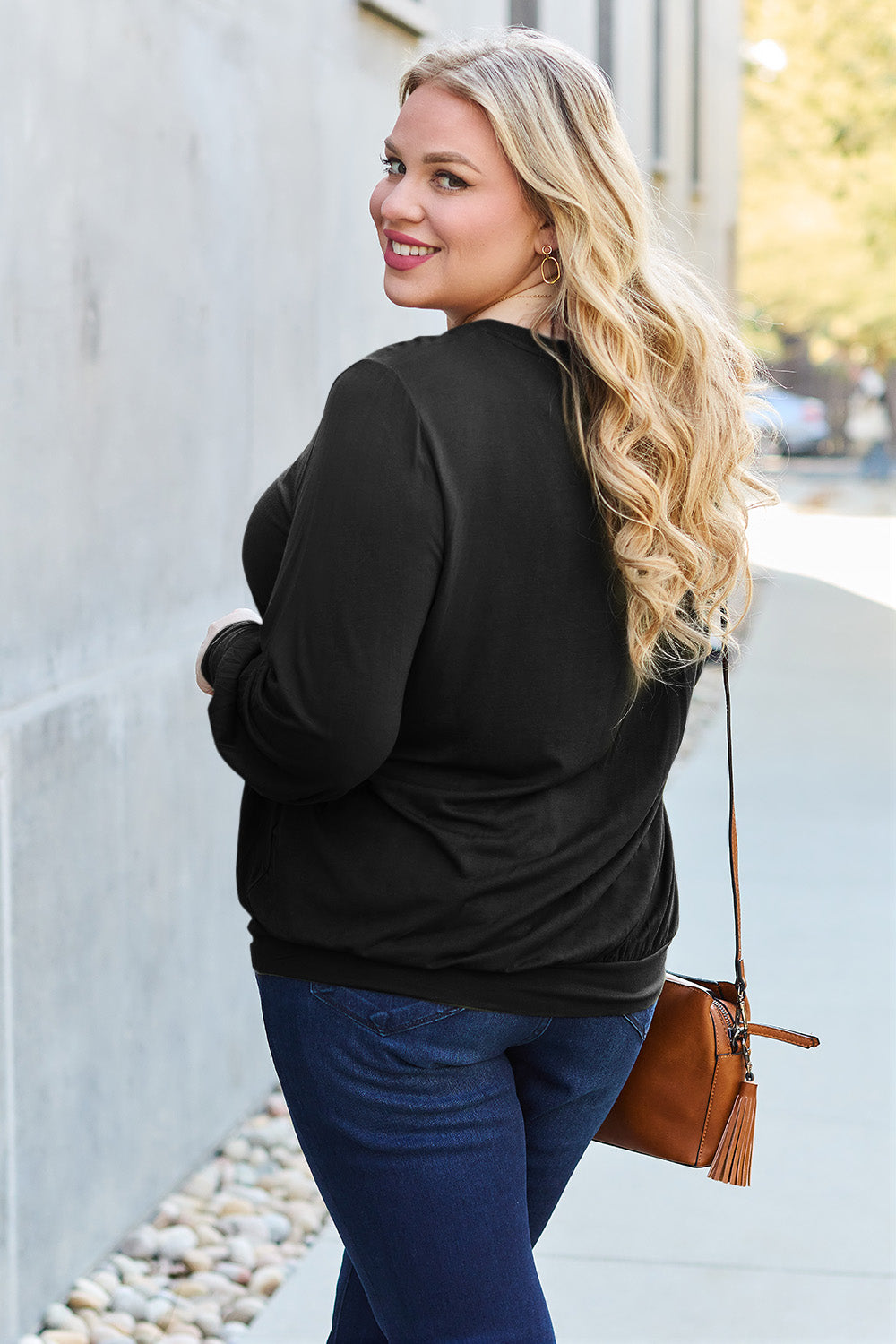 V-Neck Lantern Sleeve Blouse