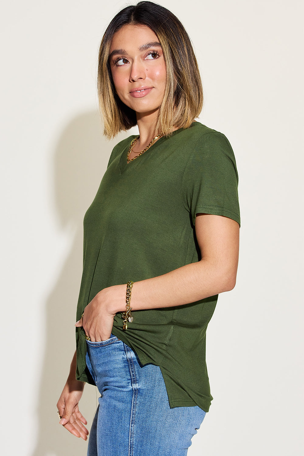 V-Neck High-Low T-Shirt