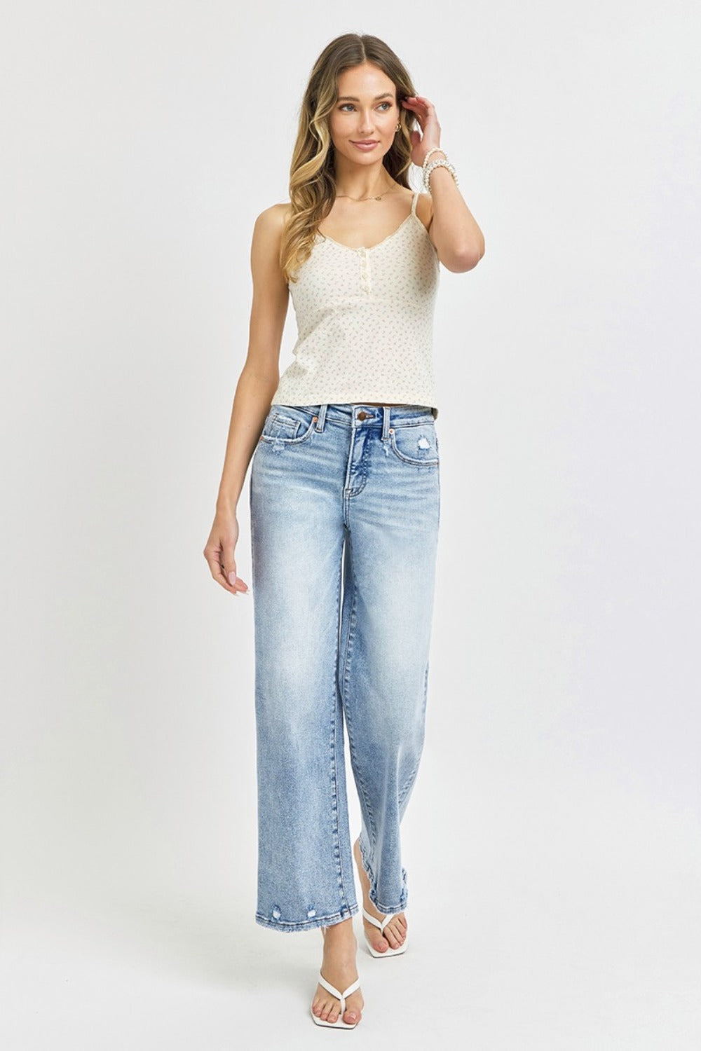 Tummy Control High Rise Crop Wide Leg Jeans