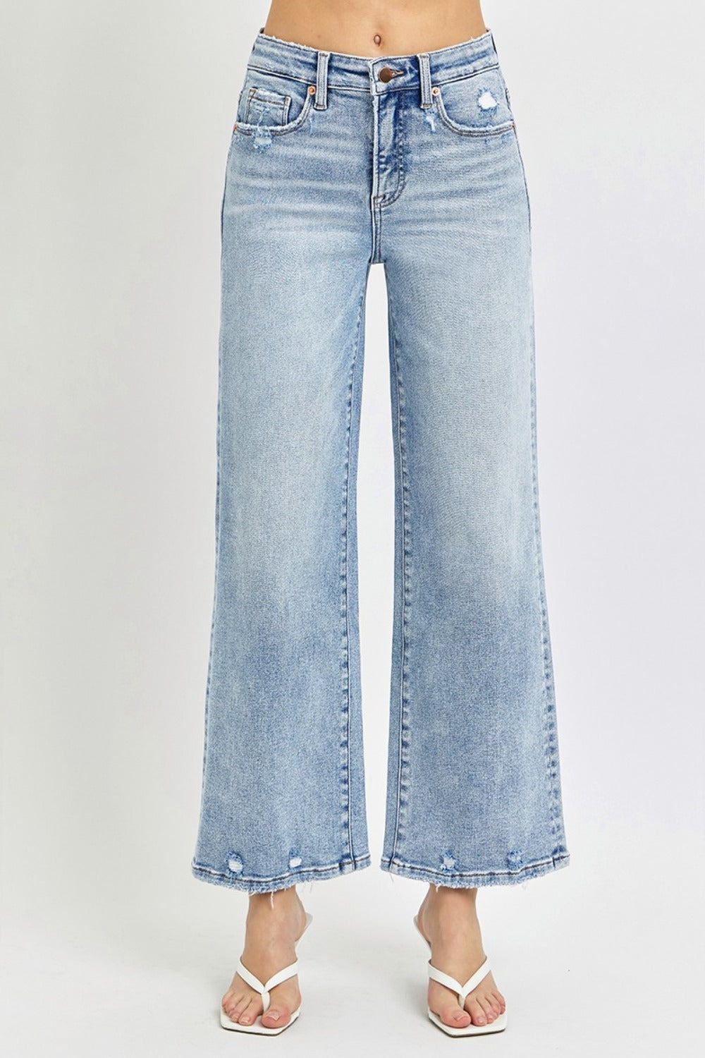 Tummy Control High Rise Crop Wide Leg Jeans