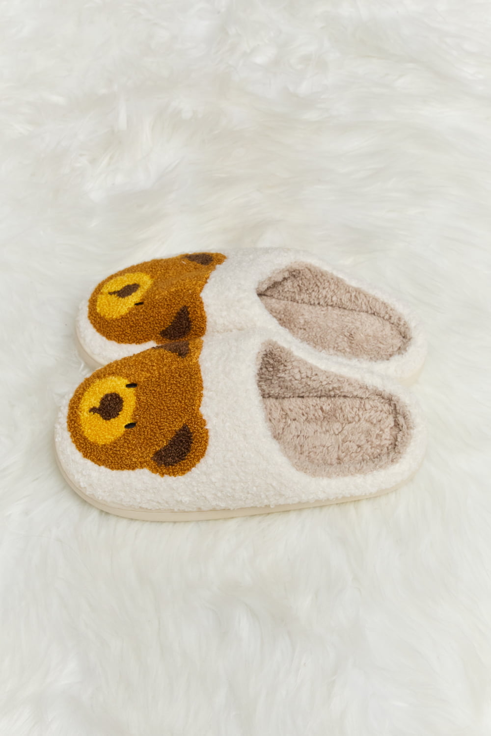 Teddy Bear Print Plush Slide Slippers