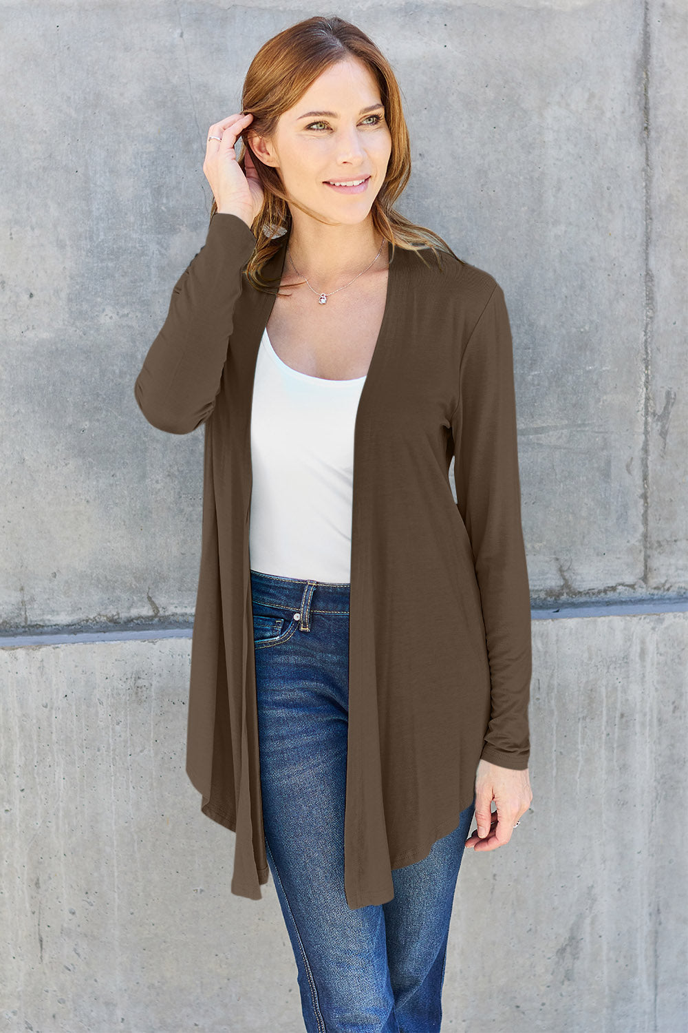 Open Front Long Sleeve Cardigan