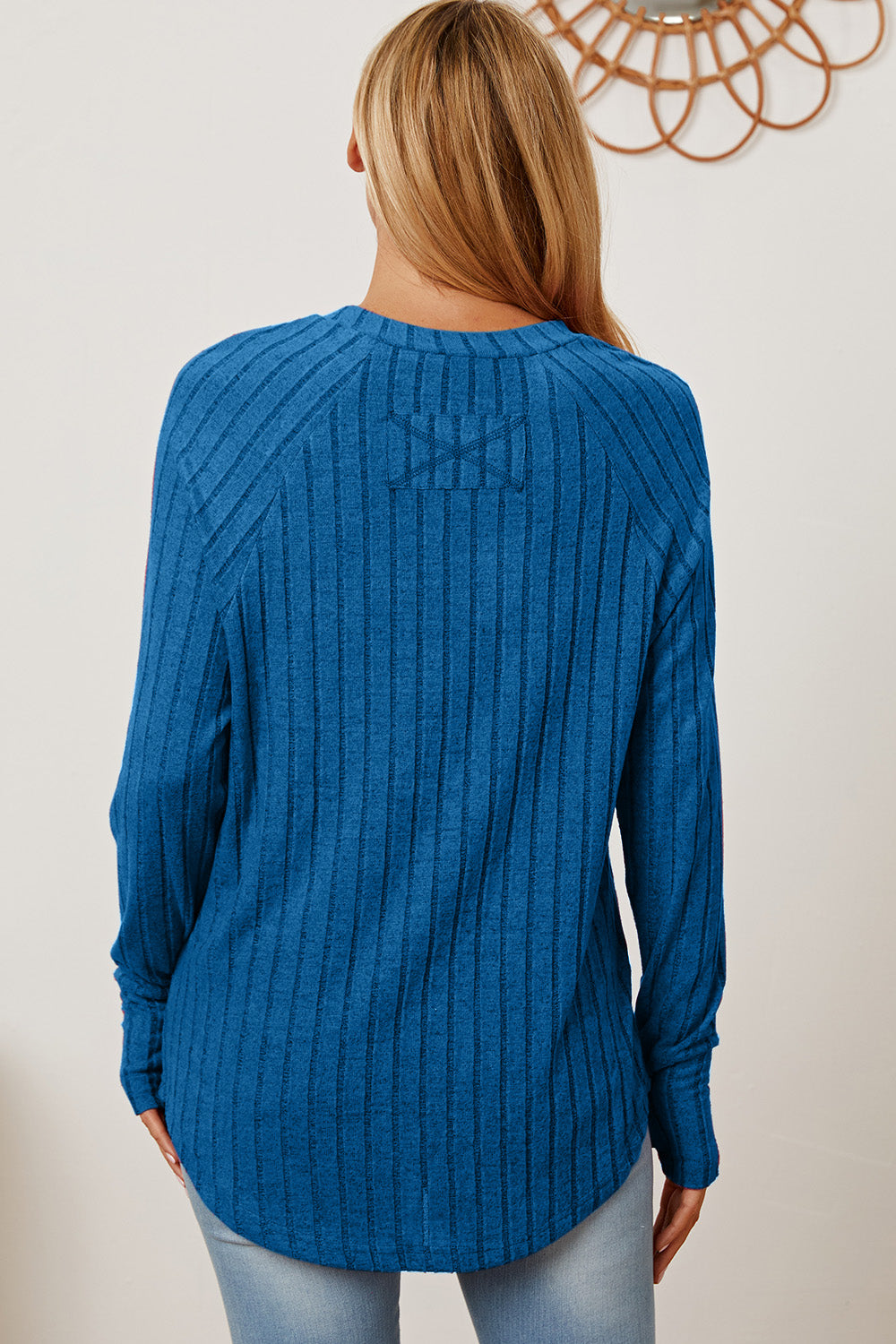 Ribbed Thumbhole Sleeve T-Shirt