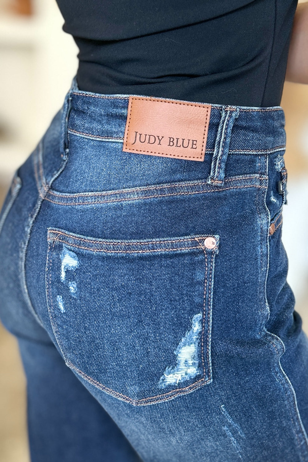 High Waist Rigid Magic Heavy Destroy Straight Jeans