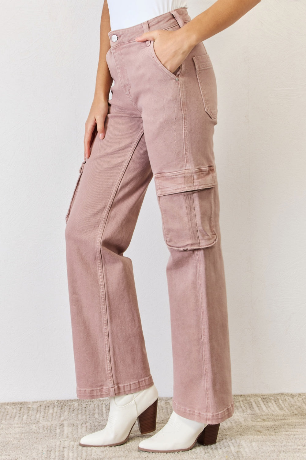 High Rise Cargo Wide Leg Jeans