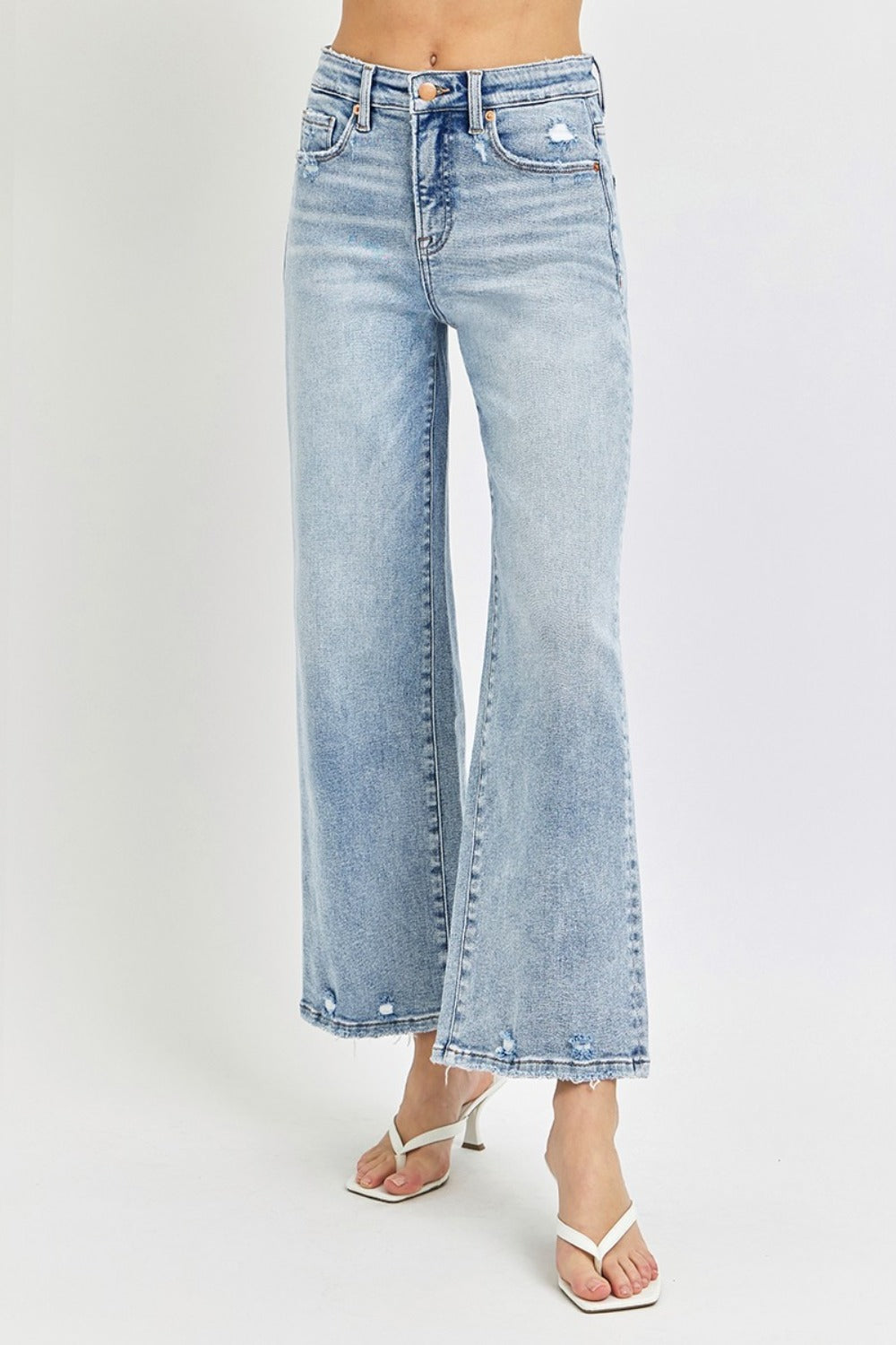 Tummy Control High Rise Crop Wide Leg Jeans