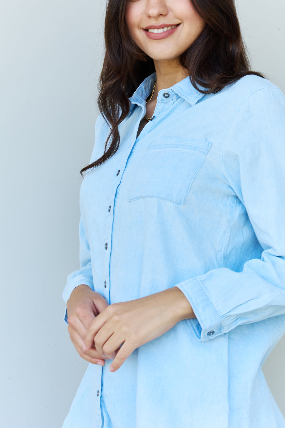 Denim Button Down Long Sleeve Shirt