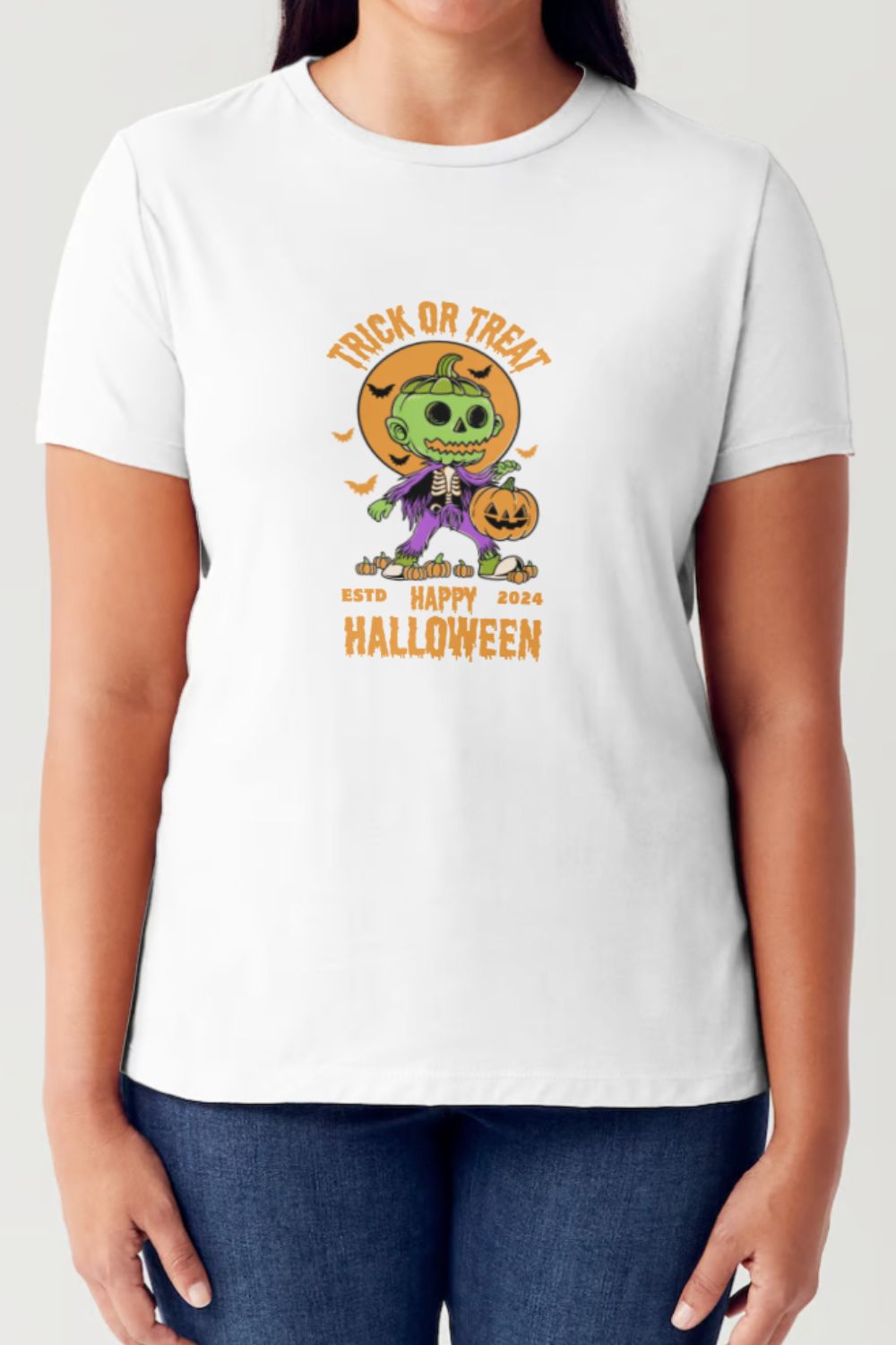 TRICK OR TREAT Round Neck Short Sleeve T-Shirt