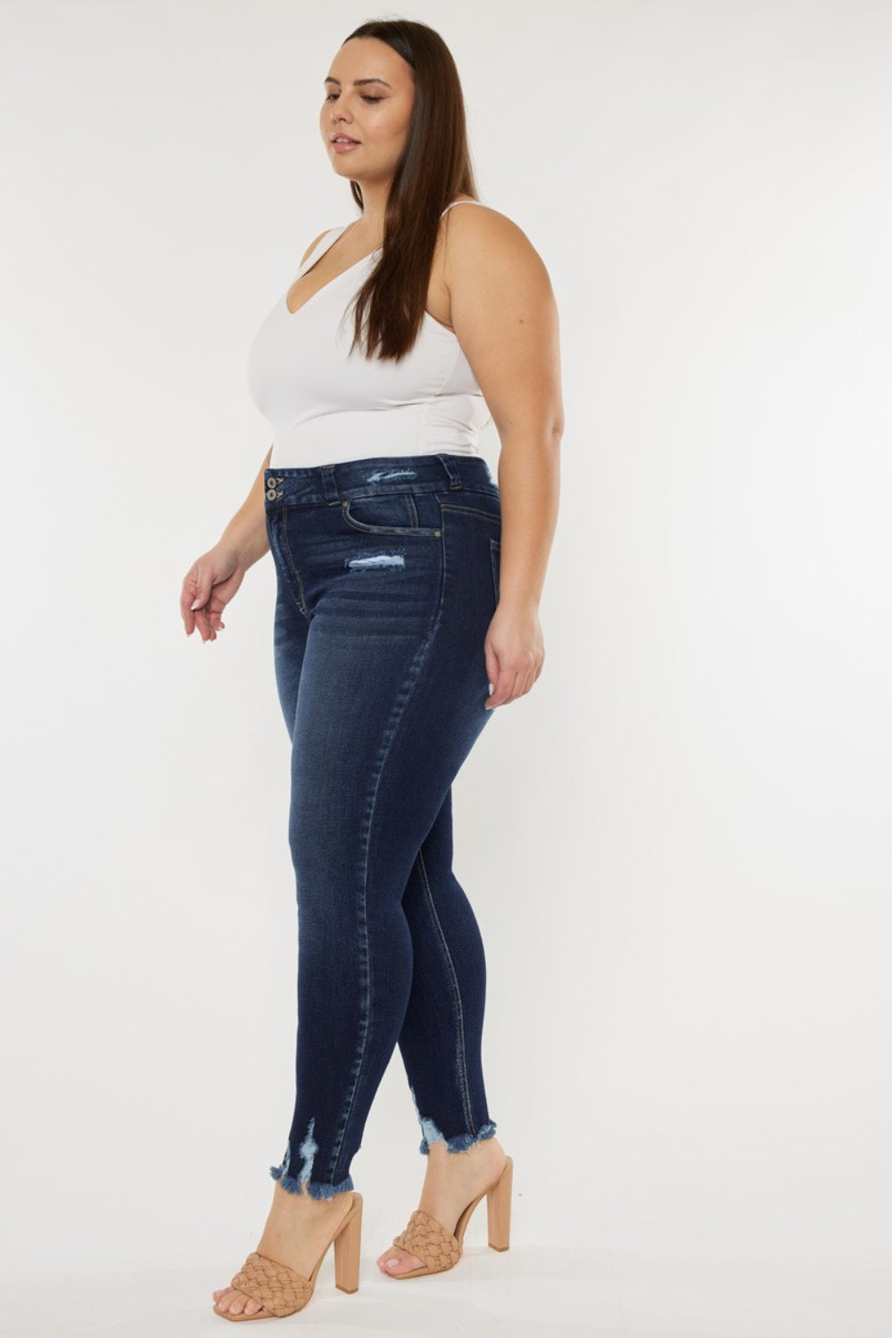 Cat's Whiskers Raw Hem High Waist Jeans