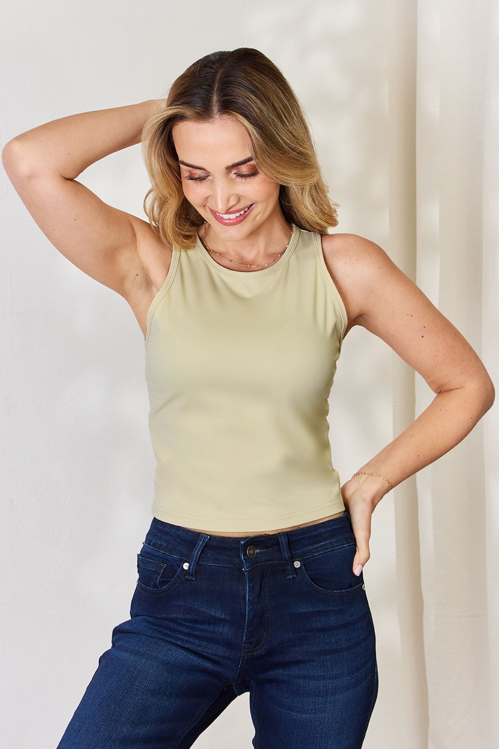 Round Neck Slim Cropped Tank