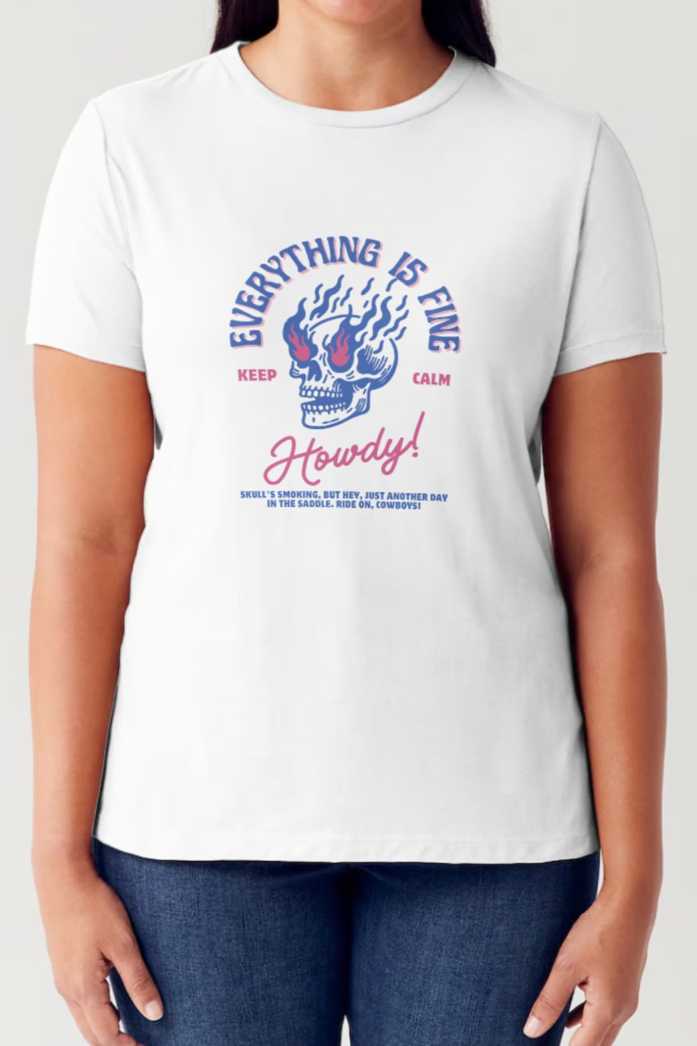 EVERYTHING IS FINE Flaming Skull Short Sleeve T-Shirt