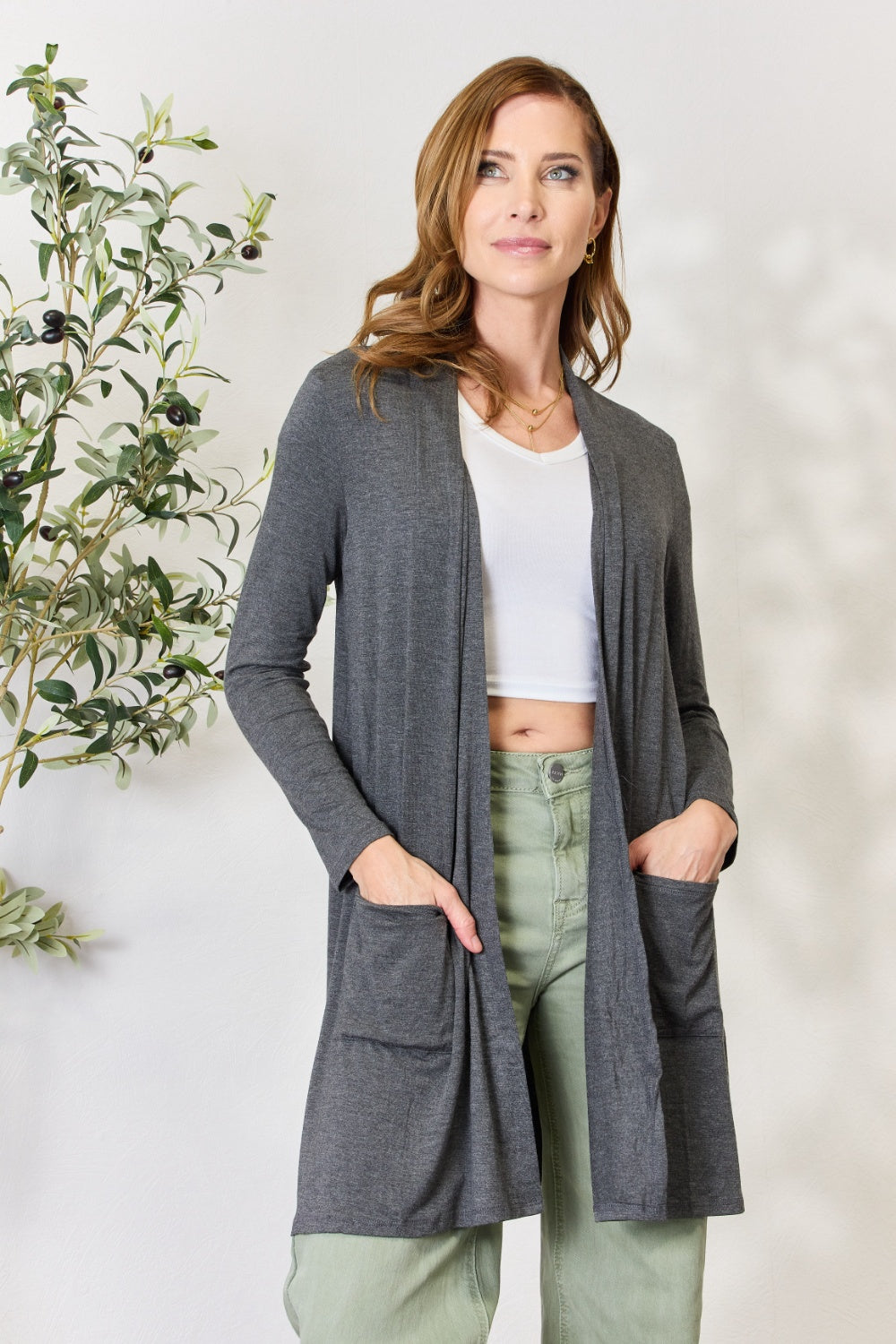 Open Front Cardigan with Pockets