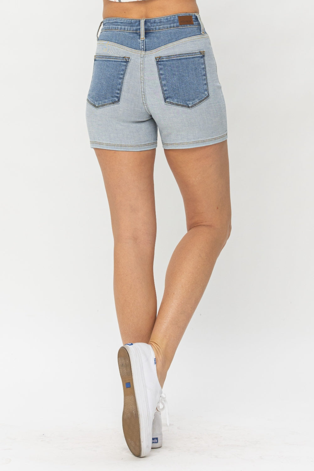 Color Block Denim Shorts