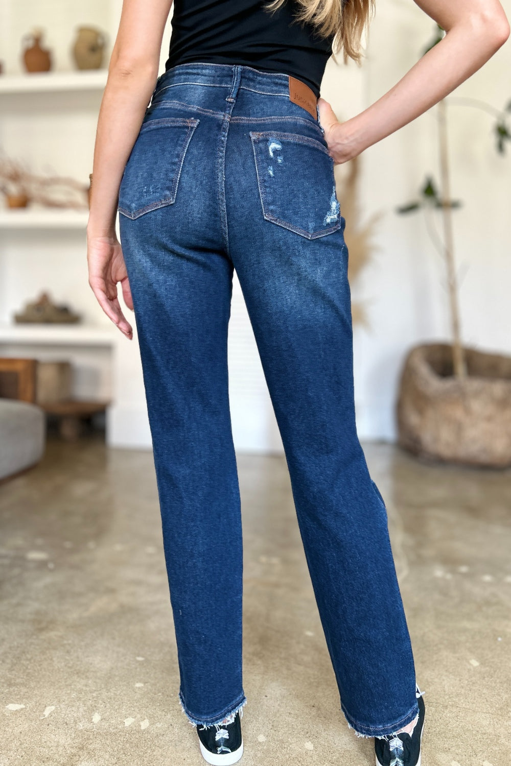 High Waist Rigid Magic Heavy Destroy Straight Jeans