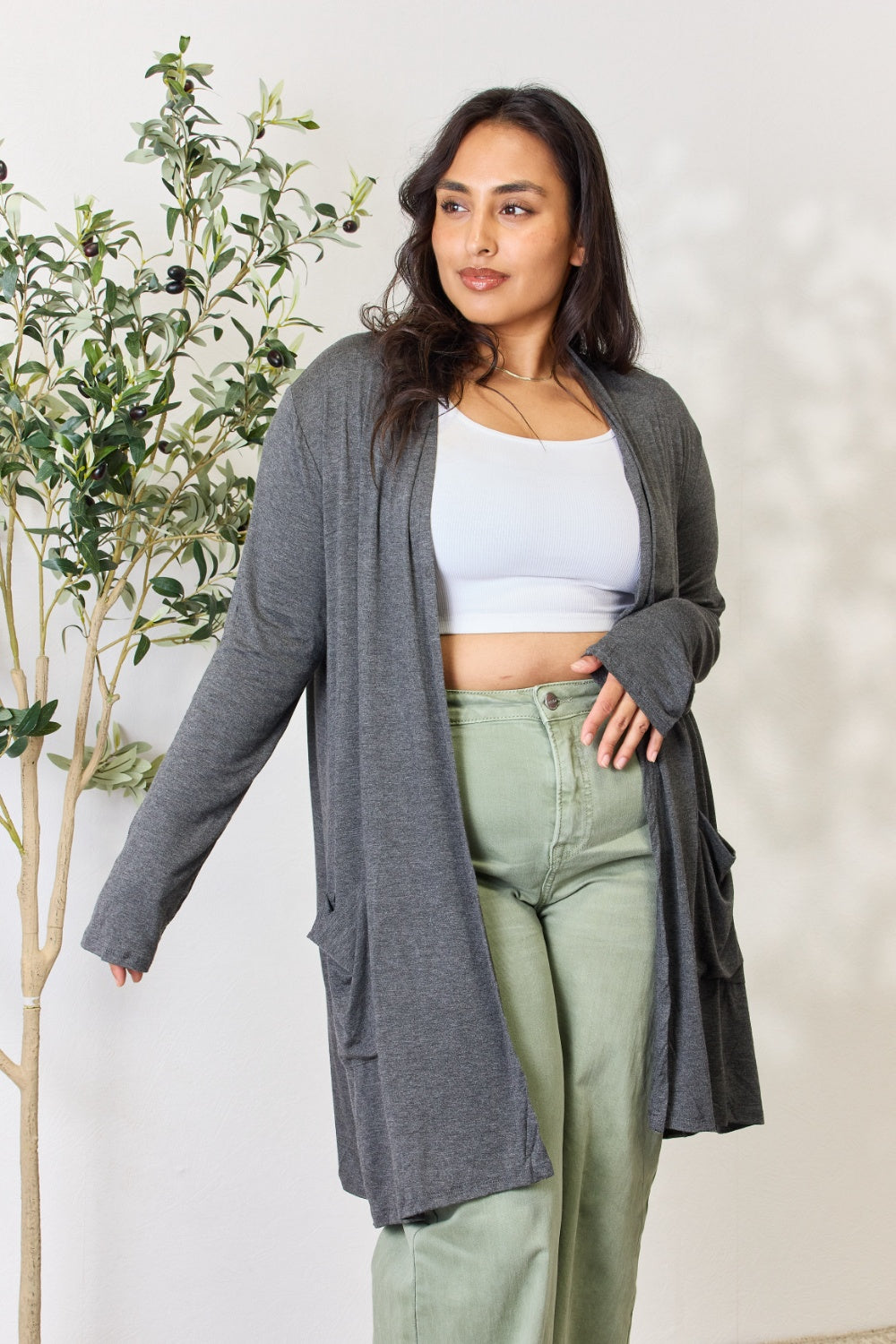 Open Front Cardigan with Pockets