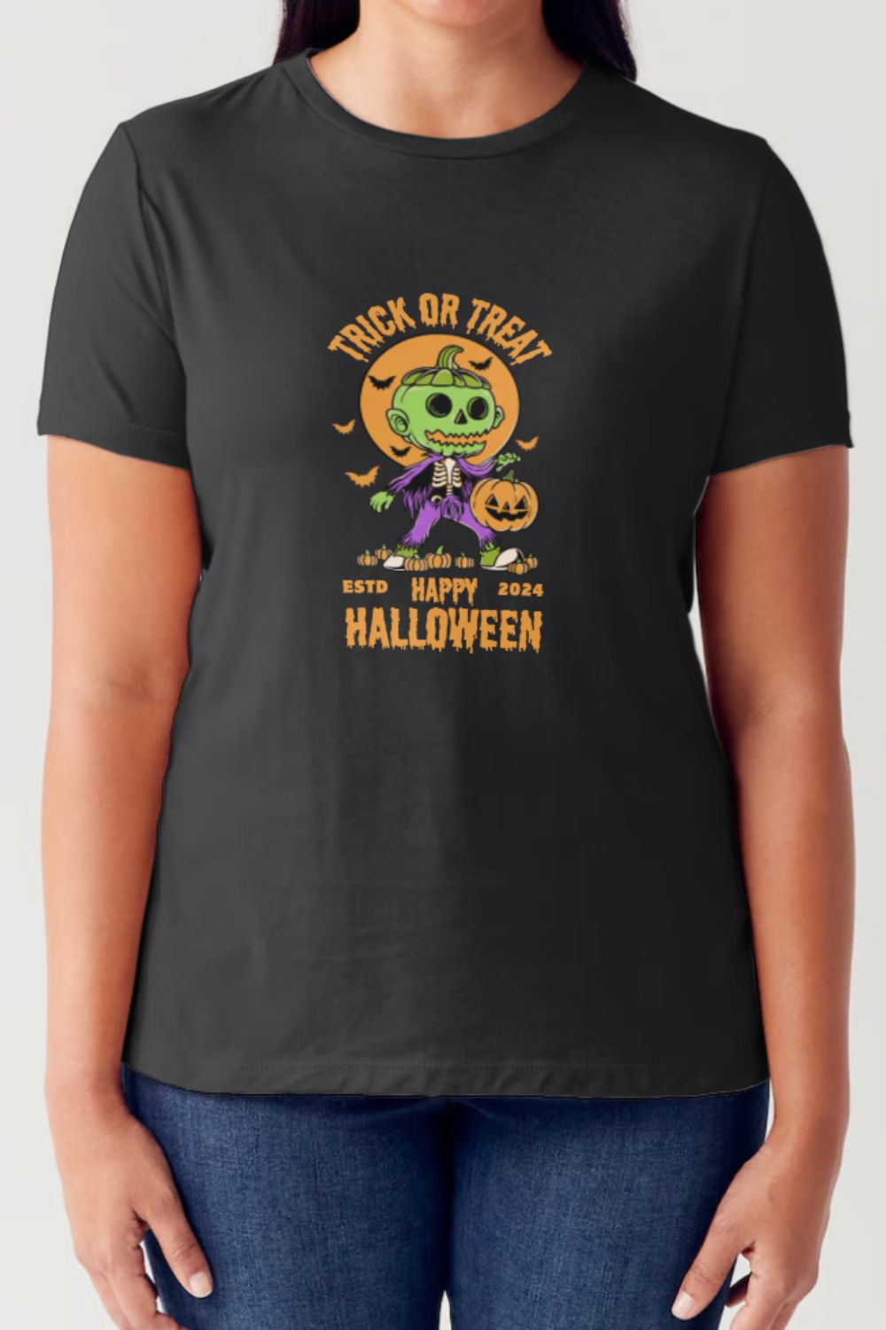 TRICK OR TREAT Round Neck Short Sleeve T-Shirt