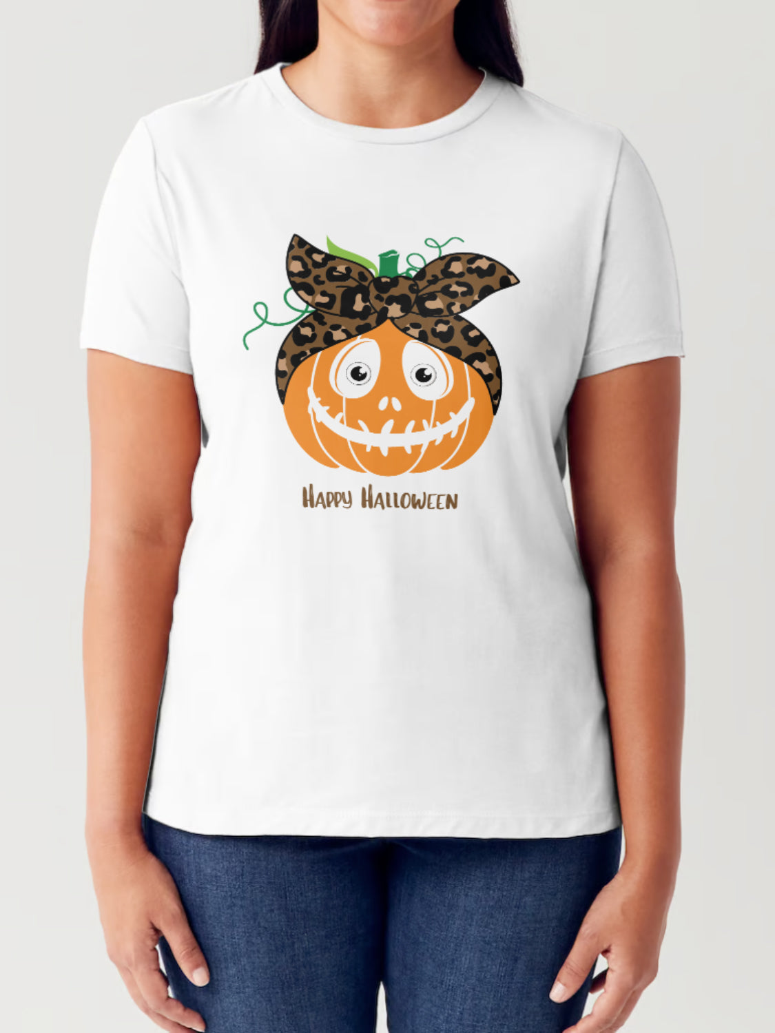 HAPPY HALLOWEEN Pumpkin Graphic Short Sleeve T-Shirt