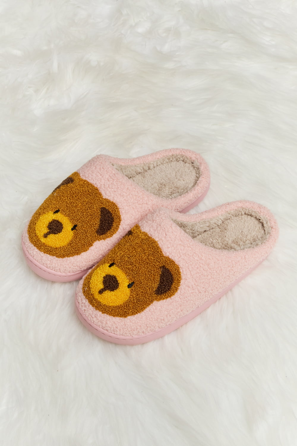 Teddy Bear Print Plush Slide Slippers