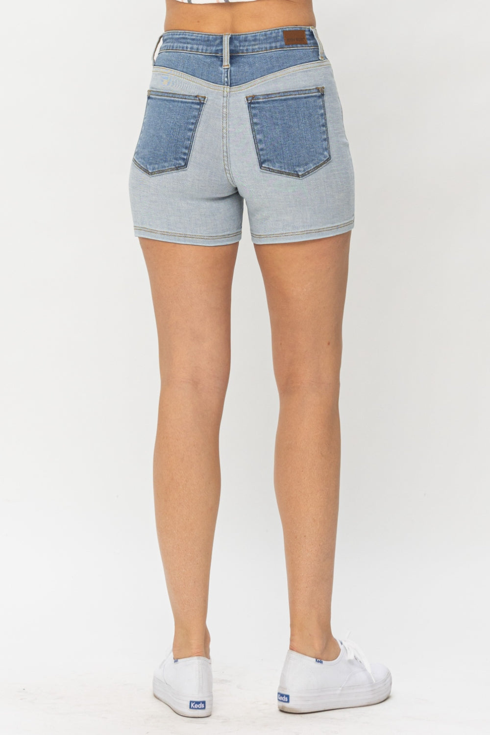 Color Block Denim Shorts