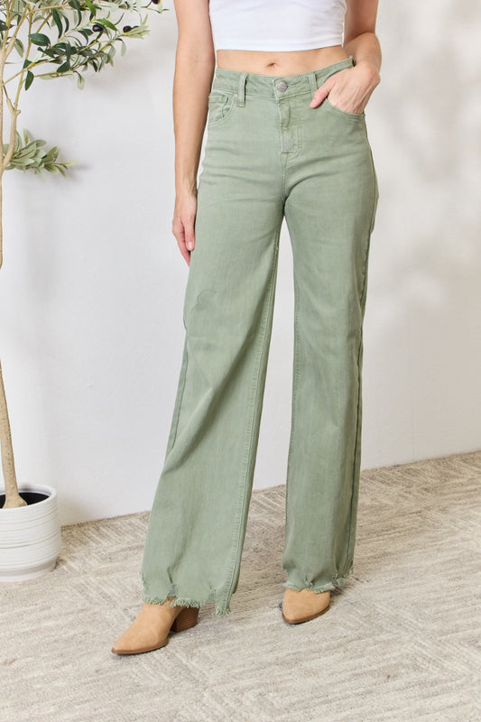 Raw Hem Wide-Leg Jeans