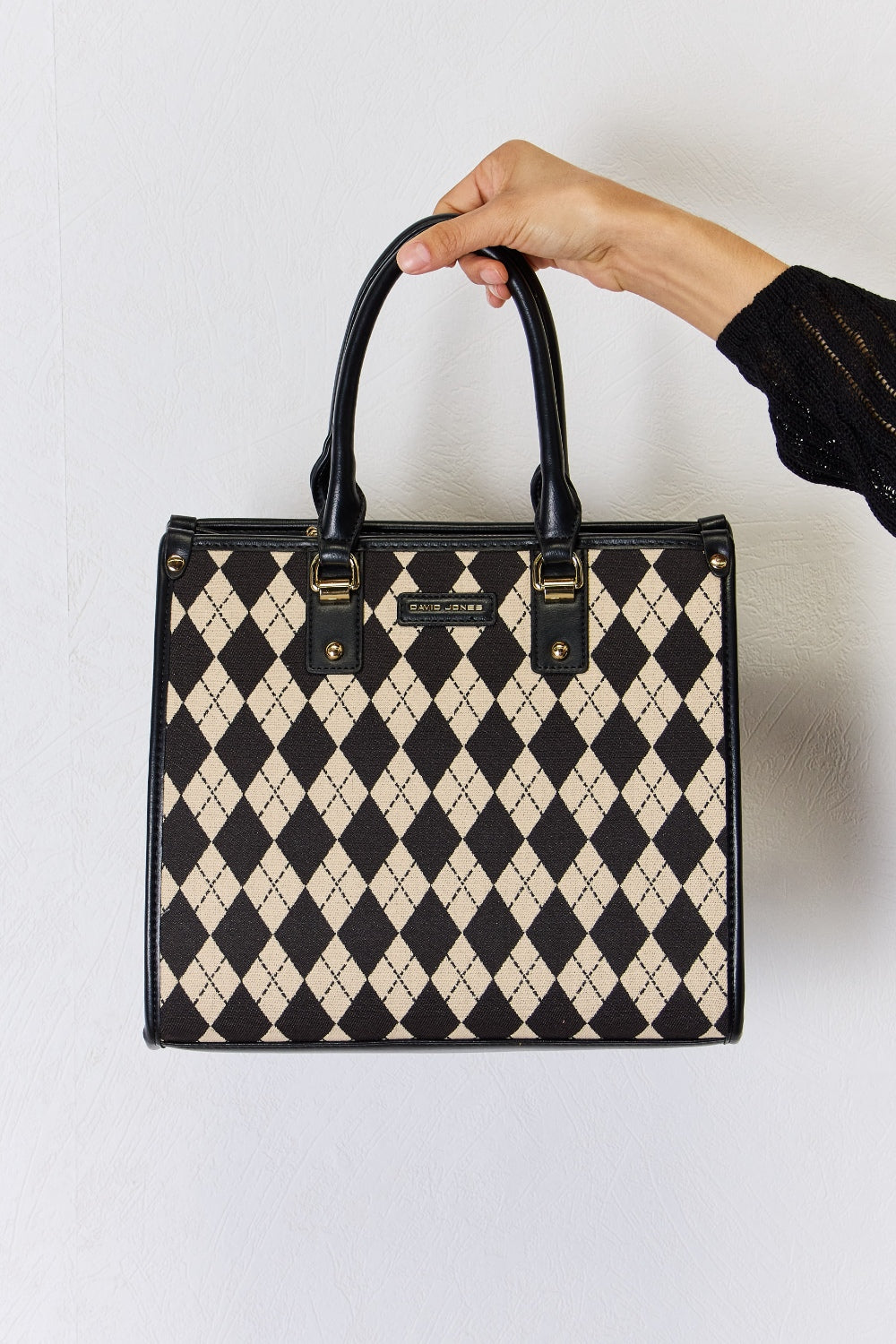 Argyle Pattern PU Leather Handbag