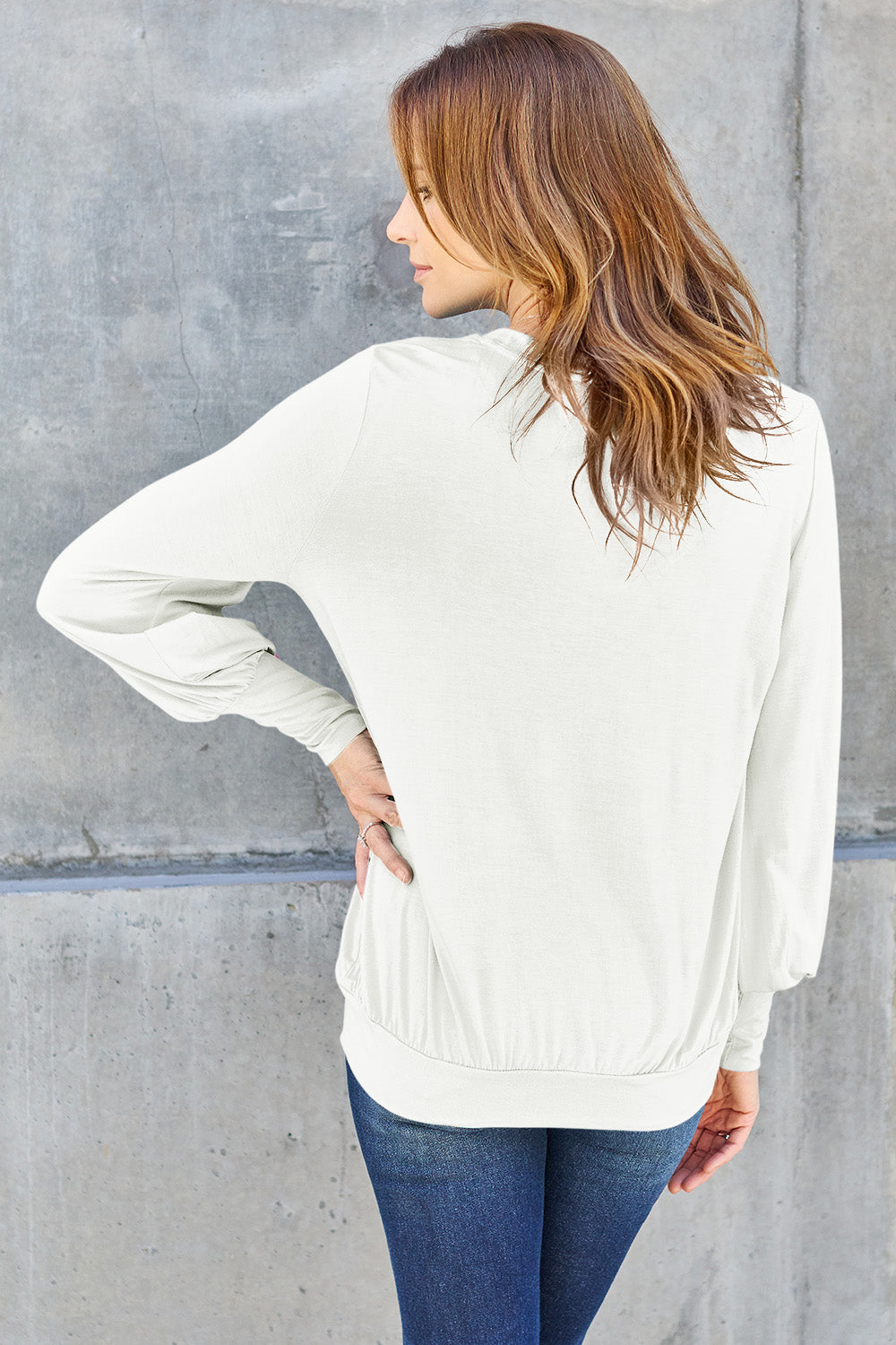 V-Neck Lantern Sleeve Blouse