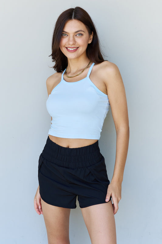 Everyday Staple Soft Modal Cropped Ribbed Tank Top in Blue