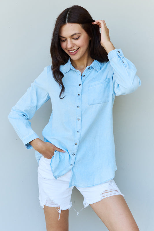 Denim Button Down Long Sleeve Shirt