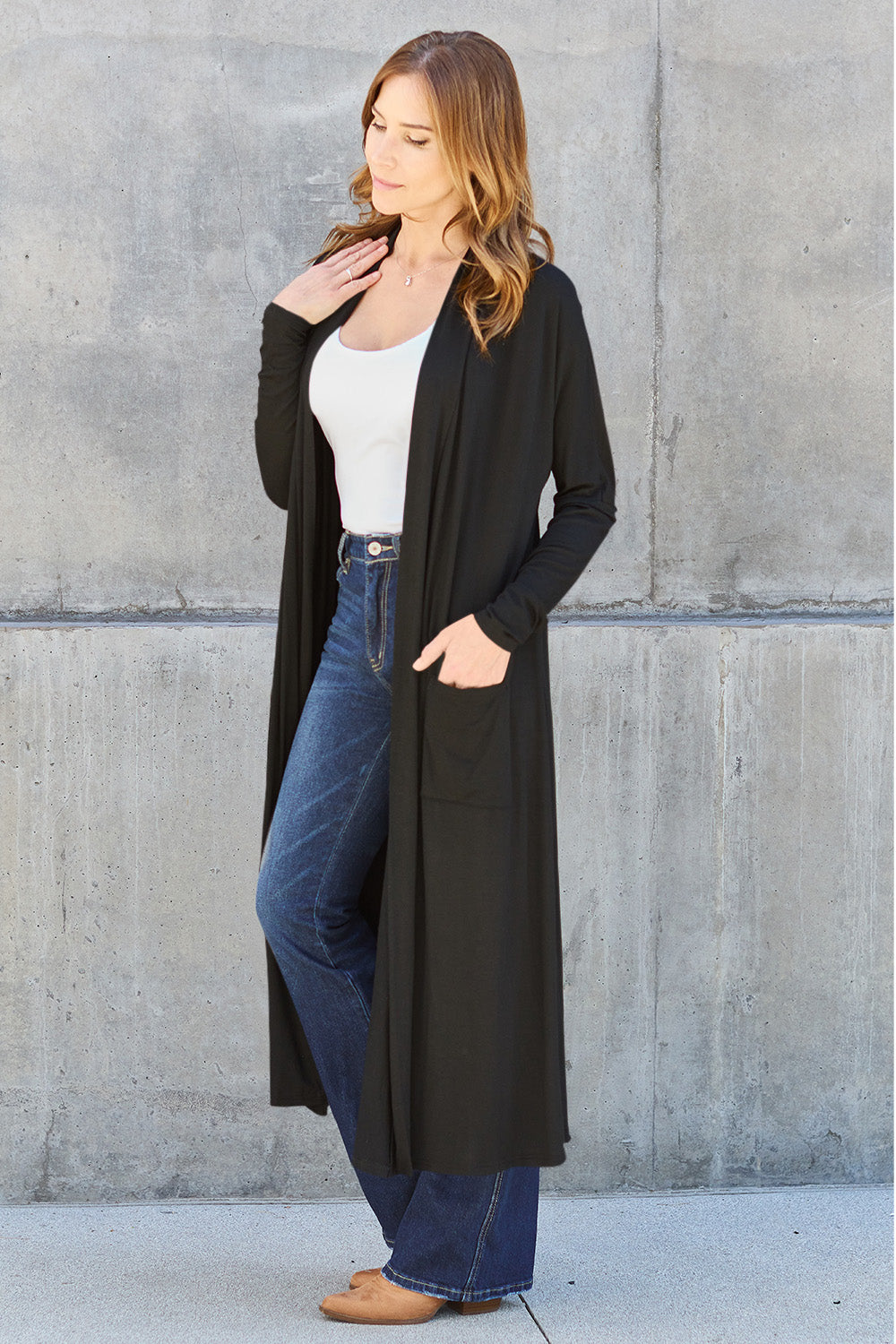 Open Front Long Sleeve Cardigan