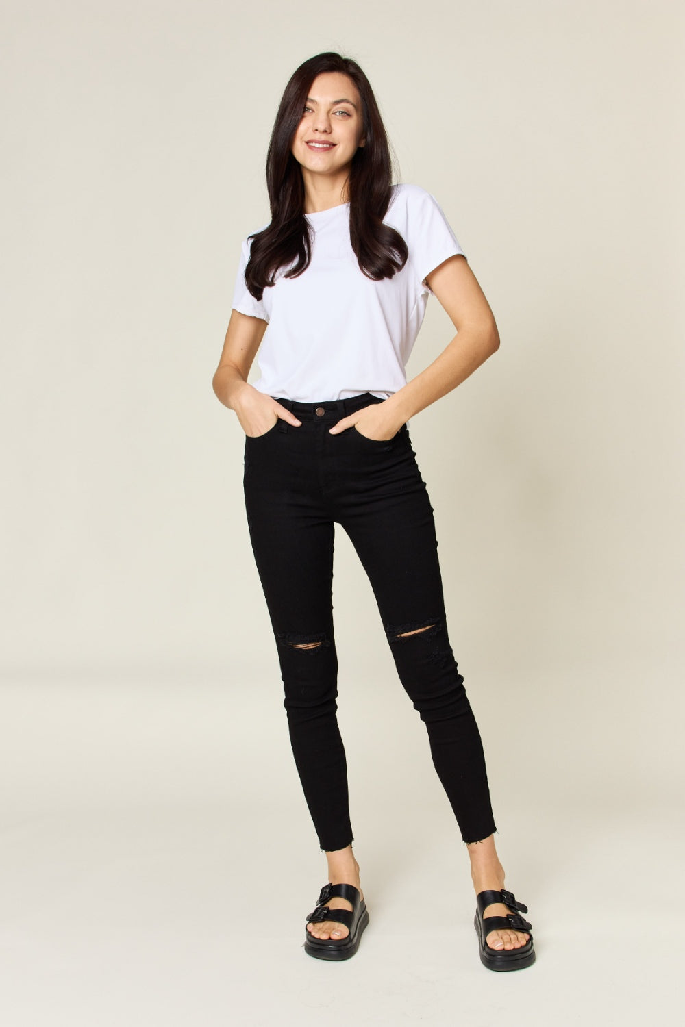 Distressed Tummy Control High Waist Skinny Jeans