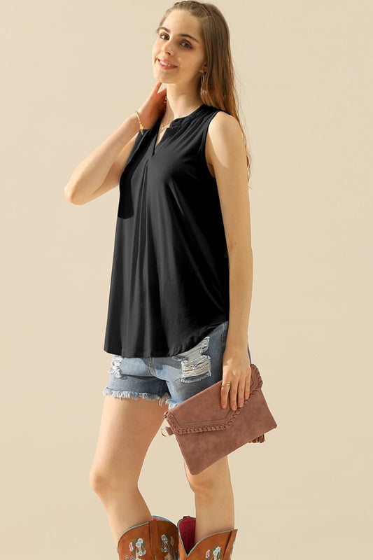 Notched Sleeveless Top