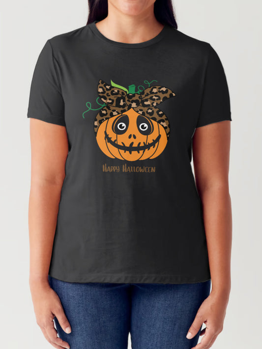 HAPPY HALLOWEEN Pumpkin Graphic Short Sleeve T-Shirt