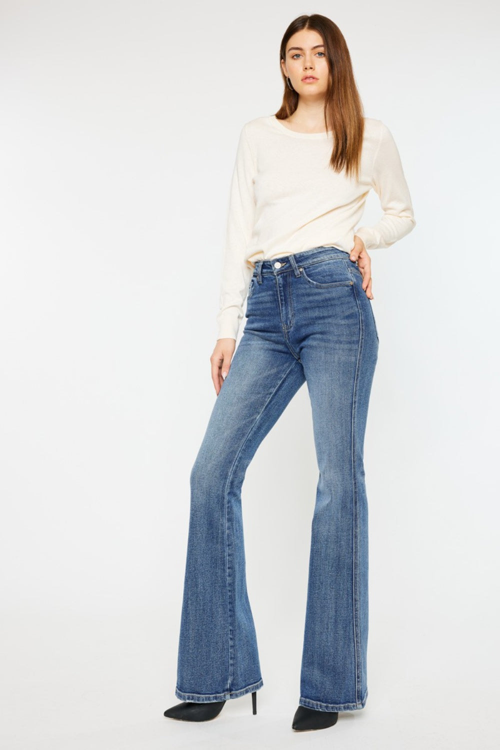 Cat's Whiskers High Waist Flare Jeans