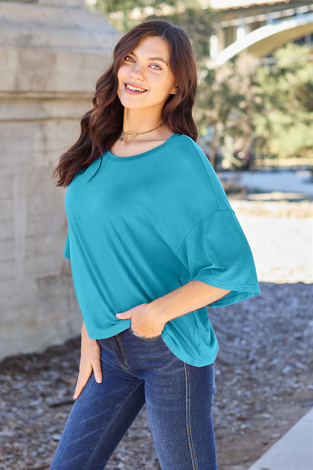 Round Neck Drop Shoulder T-Shirt