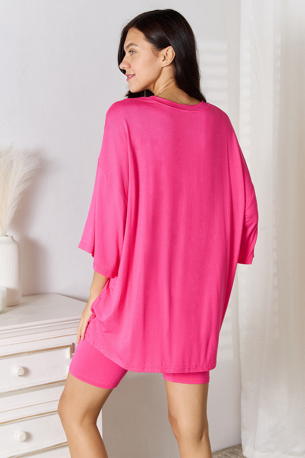 Soft Rayon Three-Quarter Sleeve Top and Shorts Set