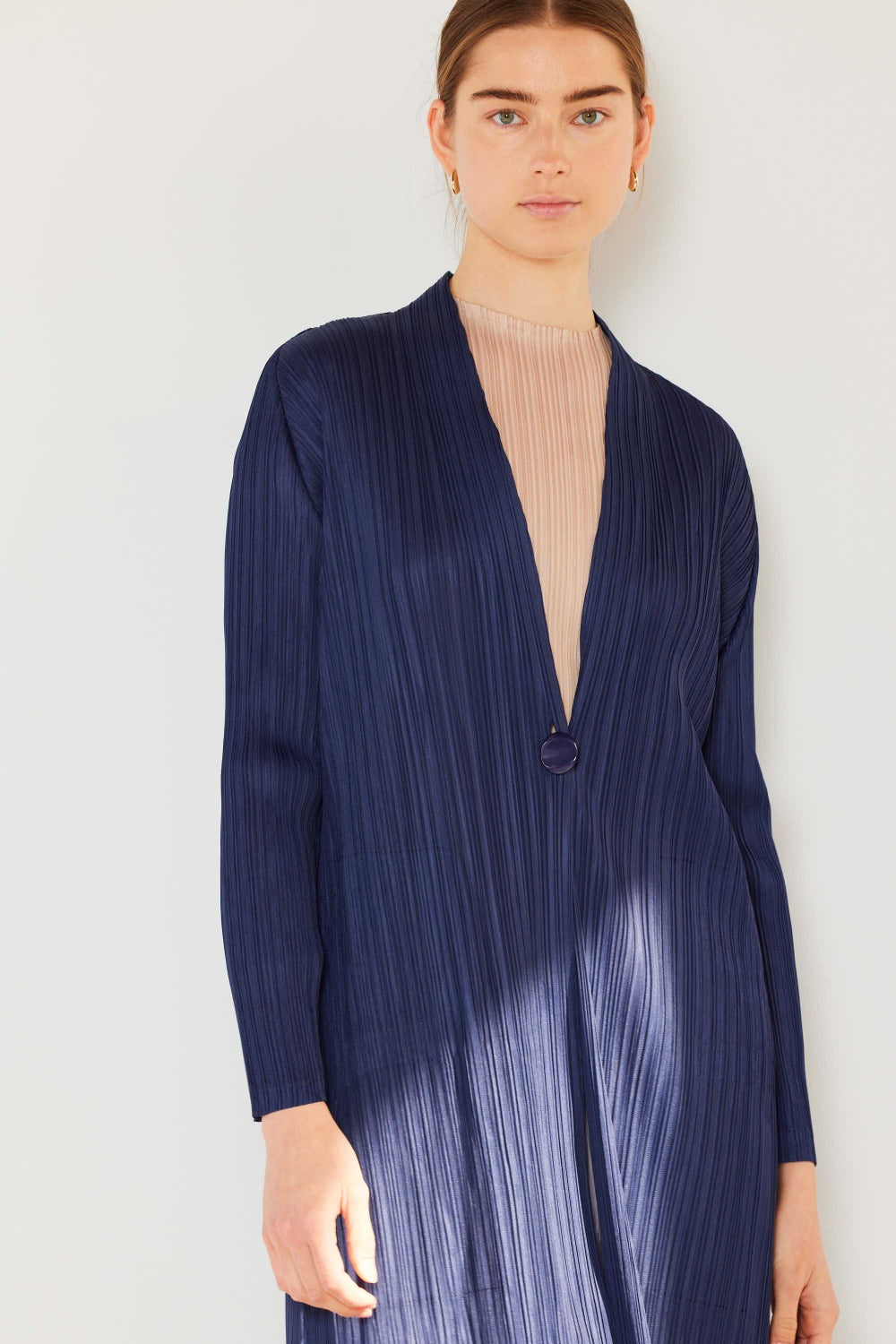 Pleated Long Sleeve Cardigan