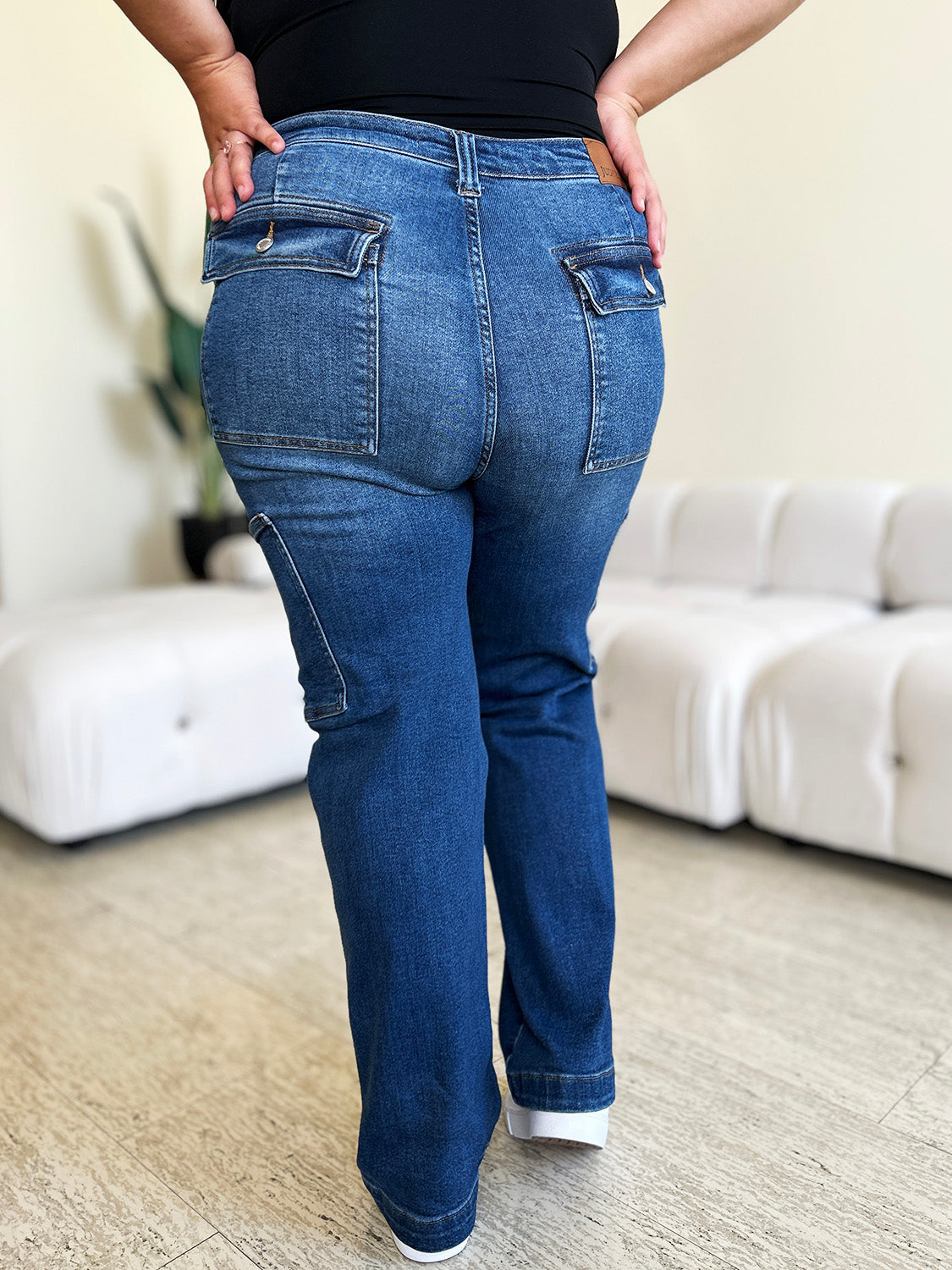 High Waist Straight Cargo Jeans