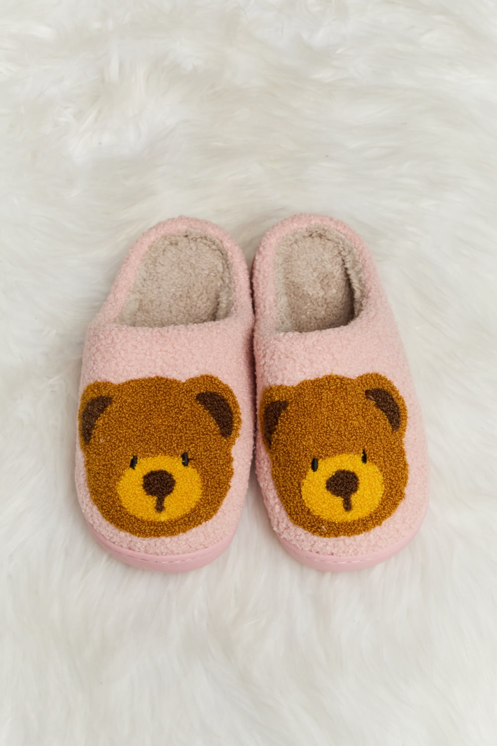 Teddy Bear Print Plush Slide Slippers