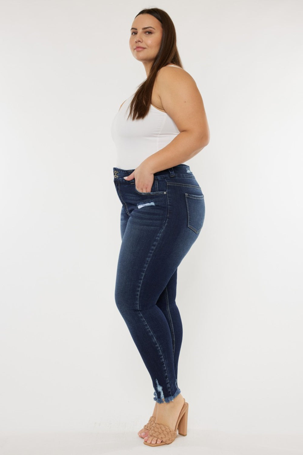 Cat's Whiskers Raw Hem High Waist Jeans