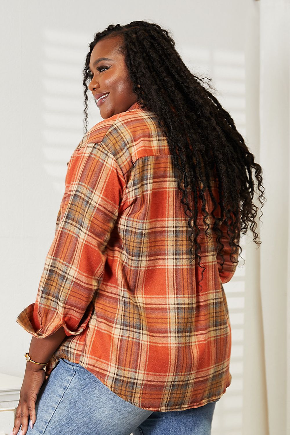 Plaid Dropped Shoulder Long Sleeve Shirt