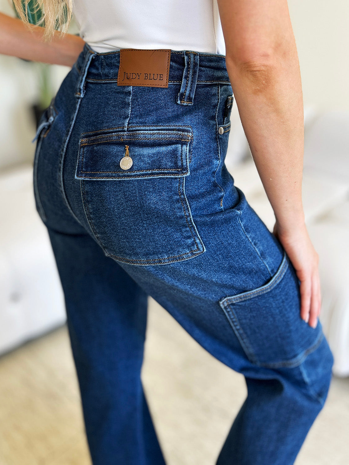 High Waist Straight Cargo Jeans