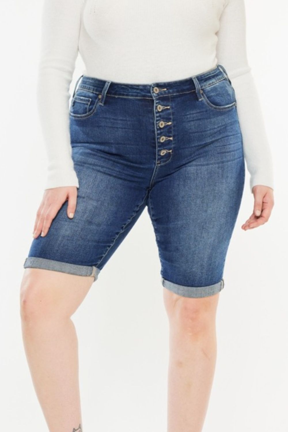 Cat's Whiskers Button Fly Denim Shorts